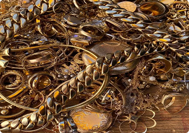 Gold jewelry, chains, rings, and valuables